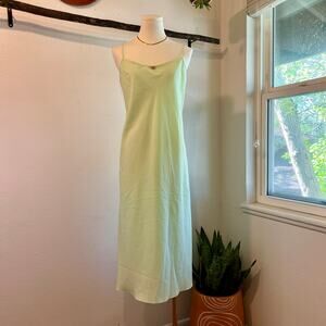 Lime Green Semi Sheer Floral Rose Embellished Strappy Midi Dress Size Medium